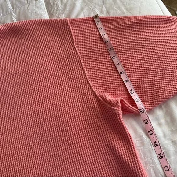 Aerie Pink Waffle Knit Thermal Top Long Sleeve Crewneck Relaxed Fit XXL - Picture 6 of 10